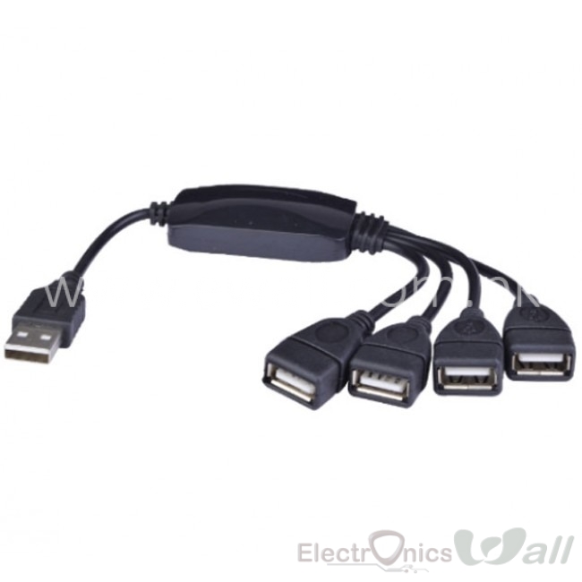 4-Port USB 2.0 Black Breakout HUB - (turn one USB Port into 4)