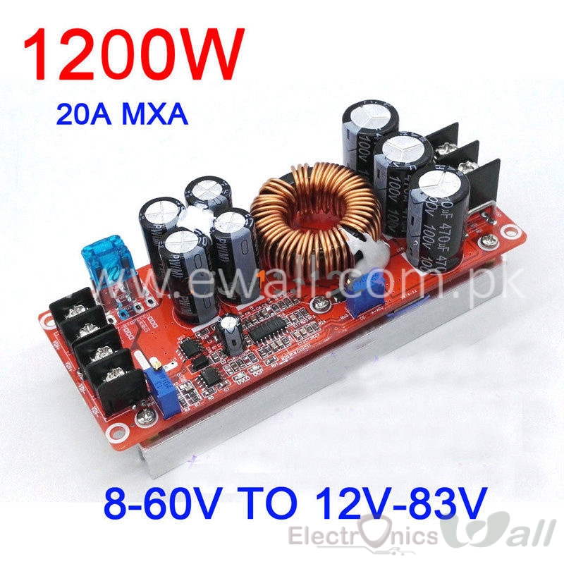 20A 1200W DC Converter Boost Step-up Power Supply Module 8-60V to 12-83V
