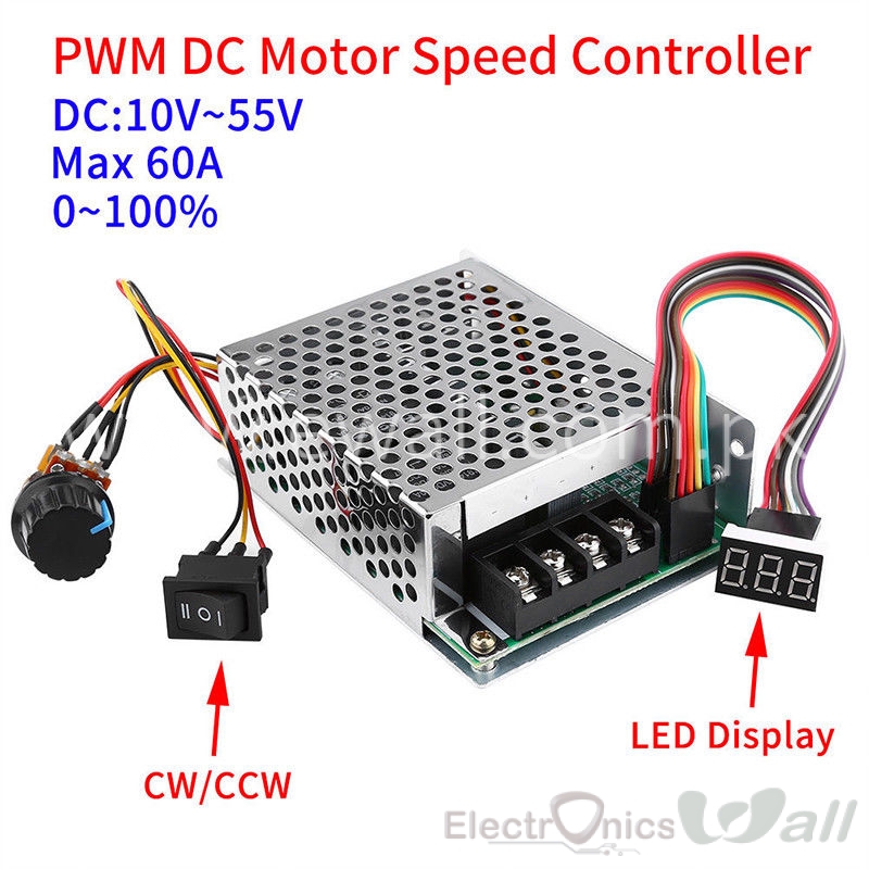 60A 50V PWM based DC Motor Speed Controller CW CCW Reversible Switch