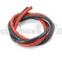 12AWG High Quality and Temperature silicone soft red and black Wire 30cm (Pair)
