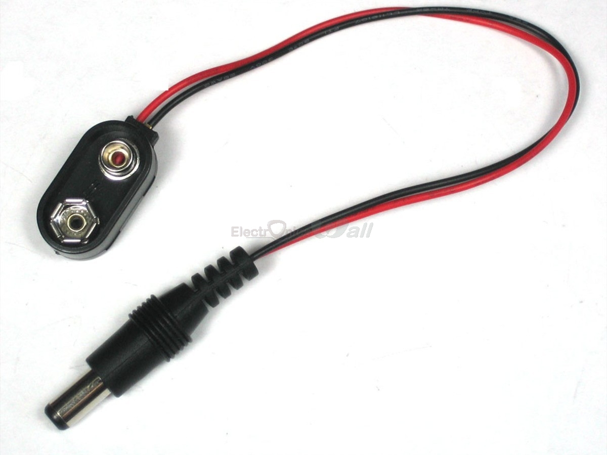 9v battery clip with 5.5mm/2.1mm plug