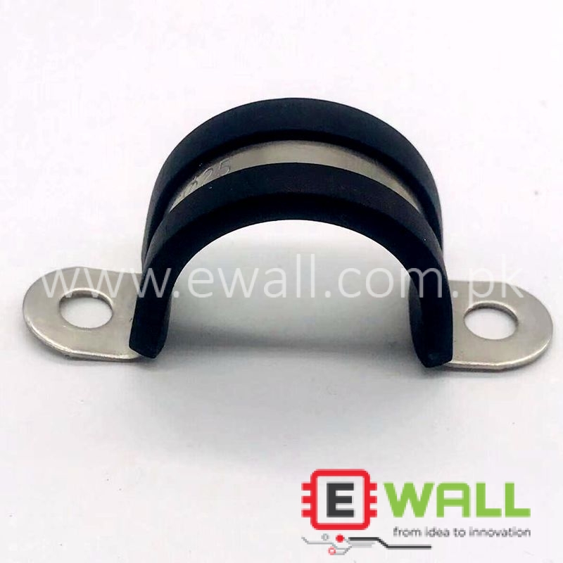 30mm dia fixing clip F type stainless steel with rubber clamp