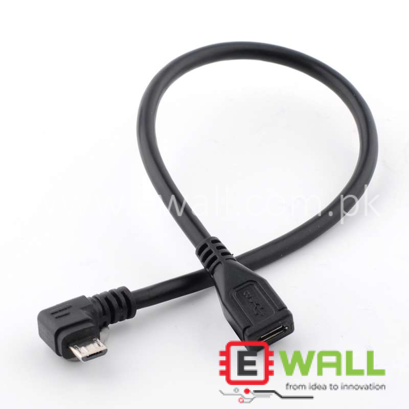 Micro USB Male to Micro Famle 5-core left-angle male to female data 0.25Meter left elbow