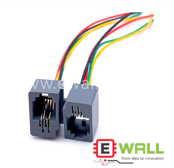 RJ11 socket RJ10 RJ9 Telephone socket with wire 616E 4P4C 10cm wire for  telephones/fax machines/intercom doorbells/video doorbells, etc.