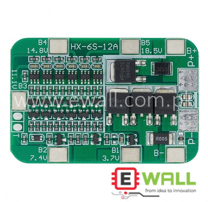 12A 6S 22.2V BMS for  lithium battery 18650 charger BMS module overcharge and over discharge short circuit protection board