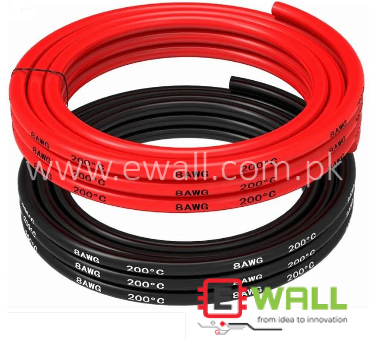 8AWG High Quality And Temperature Soft Silicone Wire Soft Silicone Red And Black Wire 30cm (Pair)