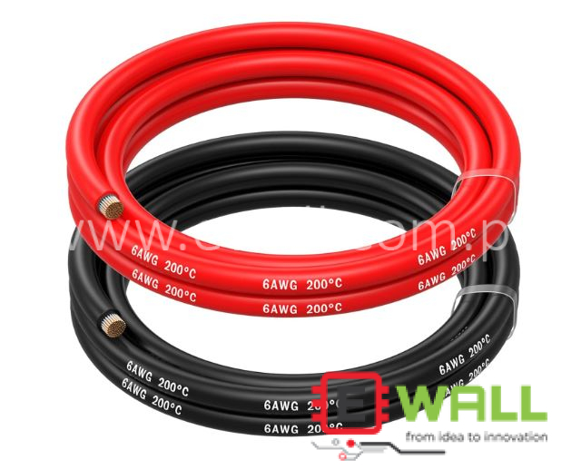 6AWG High Quality And Temperature Soft Silicone Wire Soft Silicone Red And Black Wire 30cm (Pair)