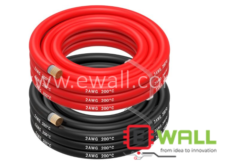 2AWG High Quality And Temperature Soft Silicone Wire Soft Silicone Red And Black Wire 30cm (Pair)