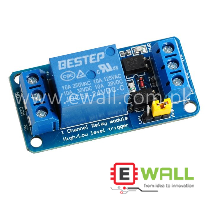 24V 1-Channel Relay Module With Dual Optocoupler Isolation – High/Low Level Trigger Support
