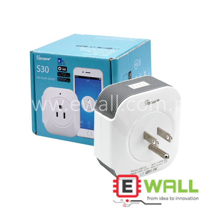 AC110-250V 15A Sonoff S30 Smart WiFi Wireless Power Plug _ Remote Control Voice Compatible _ High Performance Smart Home Socket