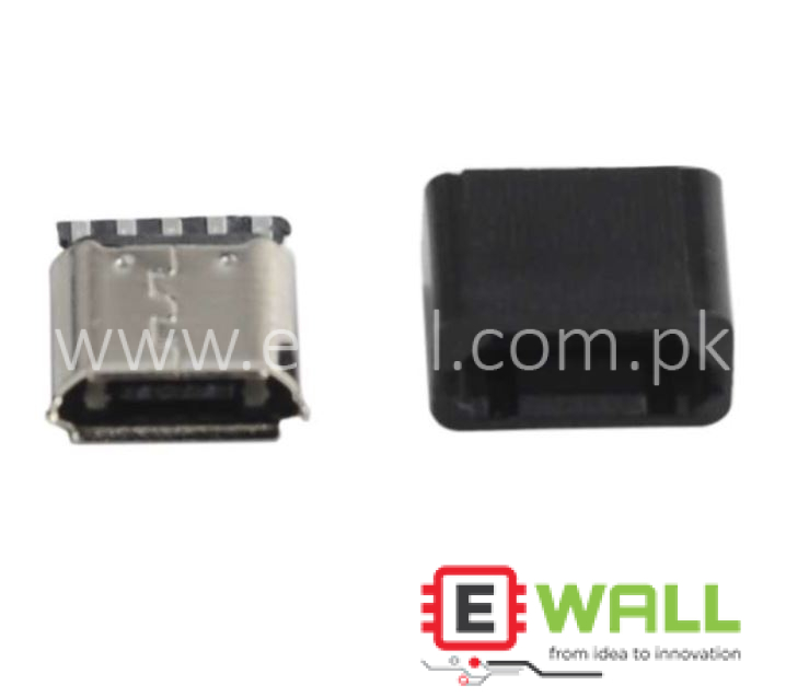 Micro USB Female Connector 5 Pin with Pre-Wired Cable _ Black Cover Durable Charging Data Port _  Welding Type High Quality 5P Micro USB Socket