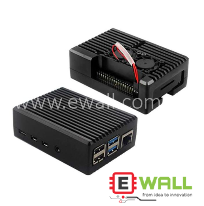 Raspberry Pi 4 Black Casing with Cooling Fan Durable Aluminium ABS Case Heat Dissipation Vent Design Precise Fit Easy Install