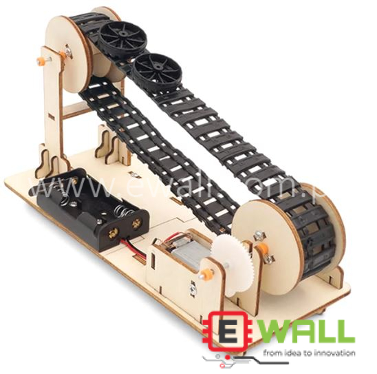 DIY Educational Wooden Electric Conveyor Belt STEM Kit – Educational Engineering Toy for Kids _ Build Your Own Conveyor Belt Model