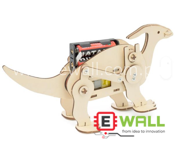 DIY Educational Electric Walking Dinosaur 3D Wooden Puzzle Model Kit _Handmade Mechanical Parasaurolophus  STEM Toy for Kids , Students