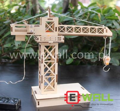 DIY Educational Remote Control Tower Crane Wooden Model Kit _ Building STEM Science Experiment Toy Gift for Kids