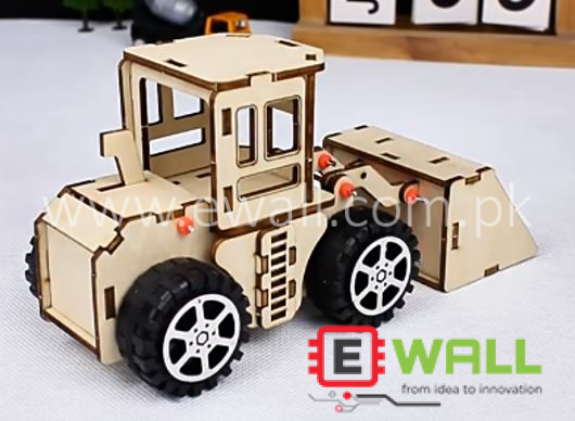 DIY Educational Loader Bulldozer Manual Forklift Wooden Kit _ STEM Science Technology Toy for Primary School Students Study Project