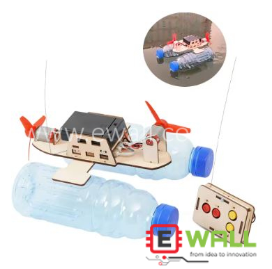 DIY Educational Remote Control Boat Wind Ship Model Wooden Kit _ Electric Wind Powered Boat Science Experiment Kit _ STEM Educational Toy