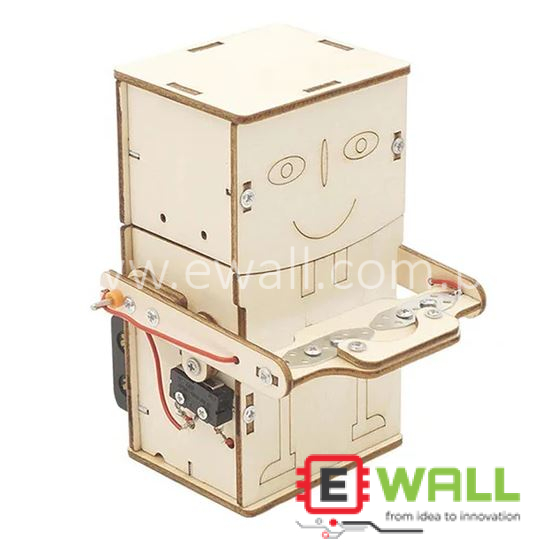 DIY Educational Coin Swallowing Eating Robot Wooden Model Kit _ STEM Science Educational Toy Assembly Kit for Kids School Project Learning