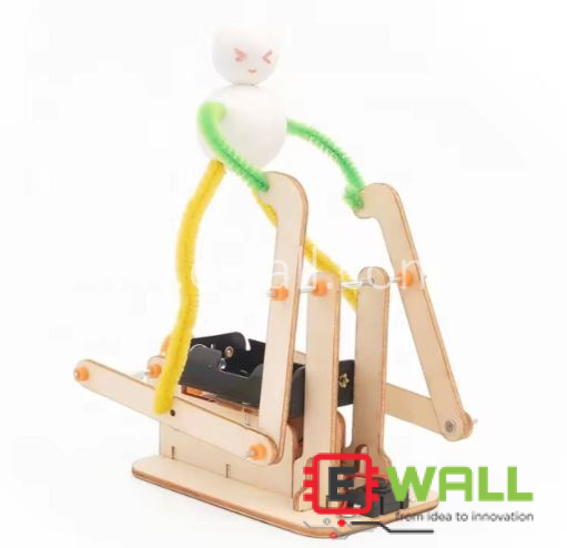 DIY Educational Wooden Electric Running Robot STEM Science Learning Toy Assembly Kit _ Creative Mechanical Model for Kids Students