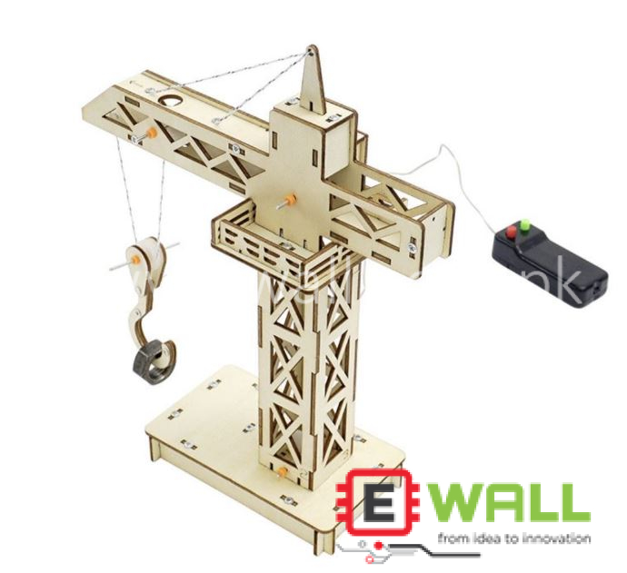 DIY Educational Remote Control Tower Crane Hand Assembled Wooden Model Kit _ STEM Construction Model for Kids Students Learning