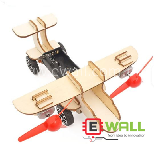 DIY Educational Twin Engine Taxiing Aircraft Wooden Model Kit _ STEM Science Educational Experiment Model Toy _ Kit for Kids and Students Learning Fun