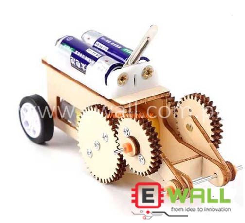 DIY Educational Gear Shuttle Car Wooden Model Kit _ STEM Science Experimental Assembly Kit _ Educational Toy for Kids and Students Learning and Fun