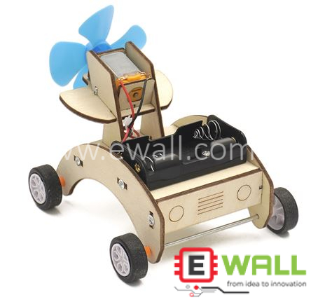 DIY Educational Windmill Powered Car Wooden Model Kit _ for Kids STEM Science Learning DIY Assembly Project Toy