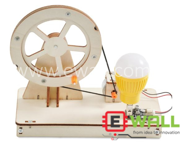 DIY Educational Hand Crank Electricity Generator Wooden Model Kit _  Mechanical to Electrical Energy Learning Kit for Smart Kids and Students