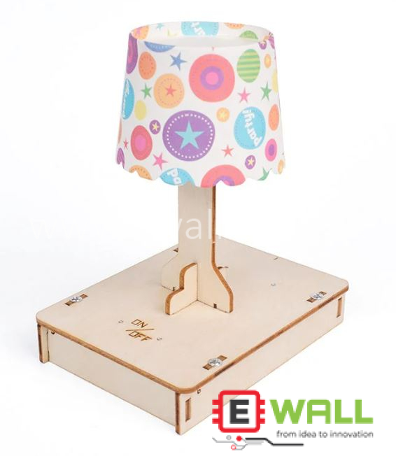 DIY Educational Touch Switch Desk Lamp STEM Electronics Kit _ Wooden LED Light Science Learning _ Circuit Build Model Set Toy