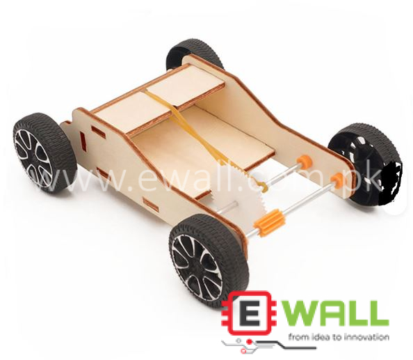 DIY Educational Rubber Band Powered Car STEM Science Technology Experiment Wooden Model Kit _ for Children Learning Toy