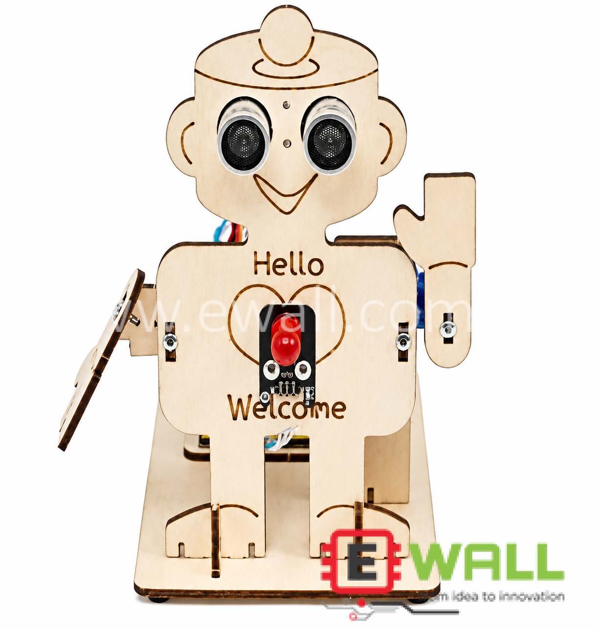 DIY Educational Greeting Welcome Robot Wooden Model Kit _ For Arduino UNO Compatible Expension Board _ STEM Science Kit for Kids Project