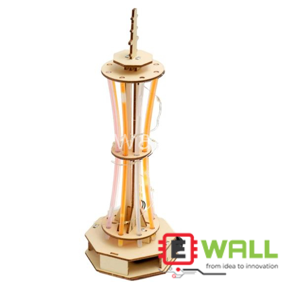 DIY Educational Canton Tower Wooden Model Kit _ STEM Science Learning Toy for Kids and Students Project