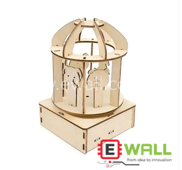 DIY Educational Carousel Music Box Wooden Model Toy Kit _ STEM Science Learning Toy Kit for Kids and Students