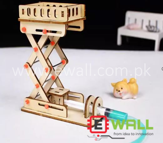 DIY Educational Hydraulic Lift Platform Wooden Model Kit _ STEM Science Learning Toy for Kids and Students
