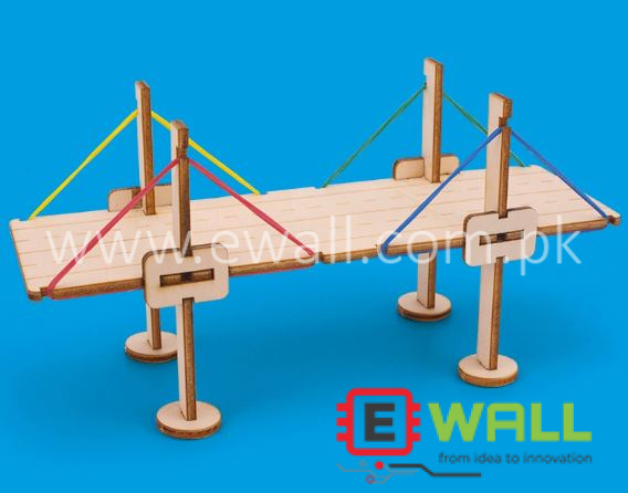DIY Educational Cable Stayed Bridge Wooden Model Kit _ STEM Science Engineering Learning Toy for Kids and Students