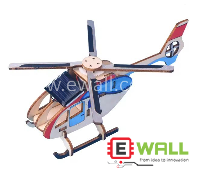 DIY Educational Solar Powered Helicopter Wooden Model Kit _ STEM Science Technology Learning Toy for Kids and Students