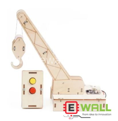 DIY Educational Remote Control Wooden Crane Model Kit _ STEM Science Engineering Learning Toy for Kids and Students