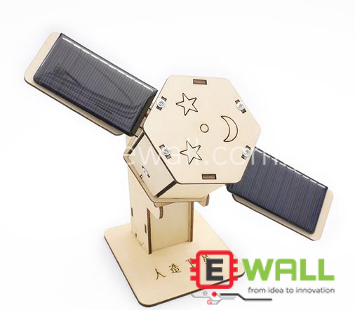 DIY Educational Satellite Wooden Model Kit _ STEM Science Space Exploration Learning Toy for Kids and Students