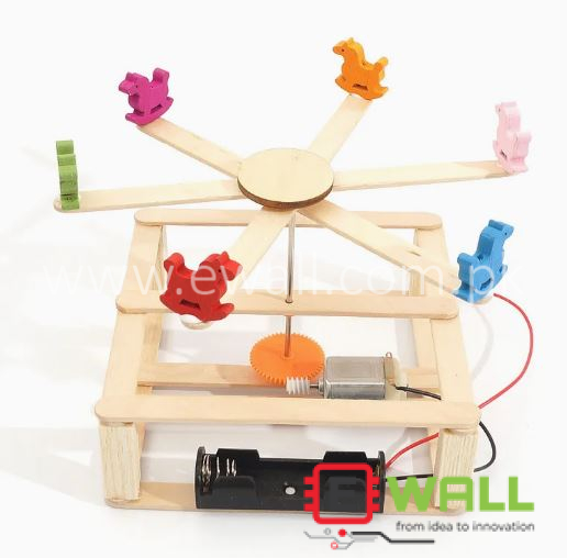 DIY Educational Carousel Wooden Model Kit _ STEM Science Engineering Learning Toy for Kids and Students