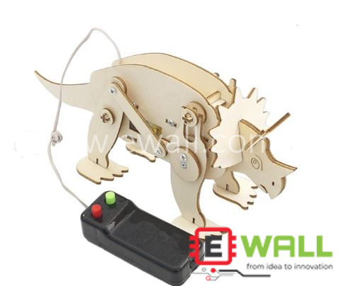 DIY Educational Robotic Triceratops Dinosaur Wooden Model Kit _ STEM Science Engineering Learning Toy for Kids and Students