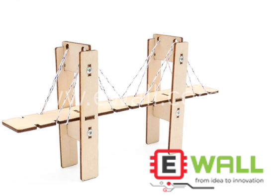 DIY Educational Cable-Stayed Bridge Wooden Model Kit _ STEM Science Civil Engineering Learning Toy for Kids and Students