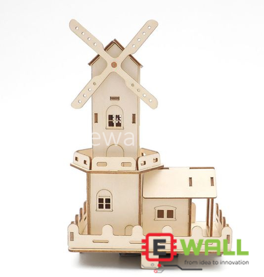 DIY Educational Dutch Windmill House Wooden Model Kit _ STEM Science Engineering Learning Toy for Kids and Students