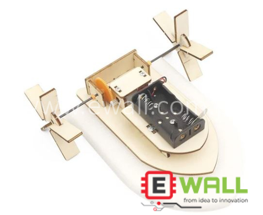 DIY Educational Paddle Boat Wooden Model Kit _ STEM Science Engineering Water Mechanics Learning Toy for Kids and Students