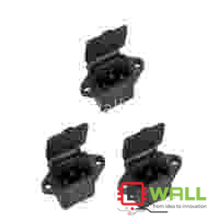 AC-04 Three Pin Power Socket with Spring Cover Panel Mount Connector Two Copper One Iron Pin (1 Piece)