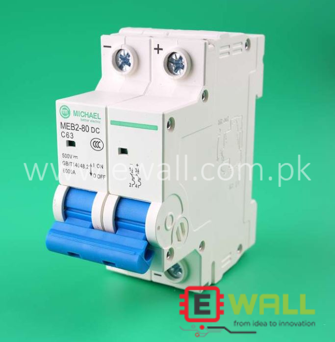 MEB2-80DC 2P 63A DC 500V Circuit Breaker Solar PV Battery Protection DIN Rail Mount Switch Breaker