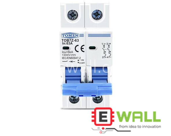 DC 1000V 63A Solar PV Protection Circuit Breaker TOMZN DC Mini  2P Switch DIN Rail Mount